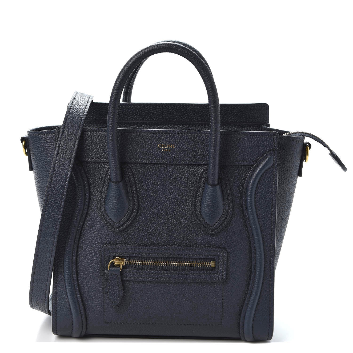 Celine Drummed Calfskin Nano Luggage Navy Blue 1 of 9