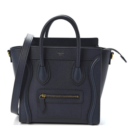 Celine Drummed Calfskin Nano Luggage Navy Blue 1 of 9