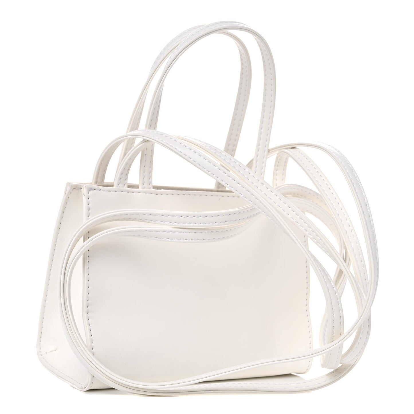 Vegan Leather Small Shopping Bag White