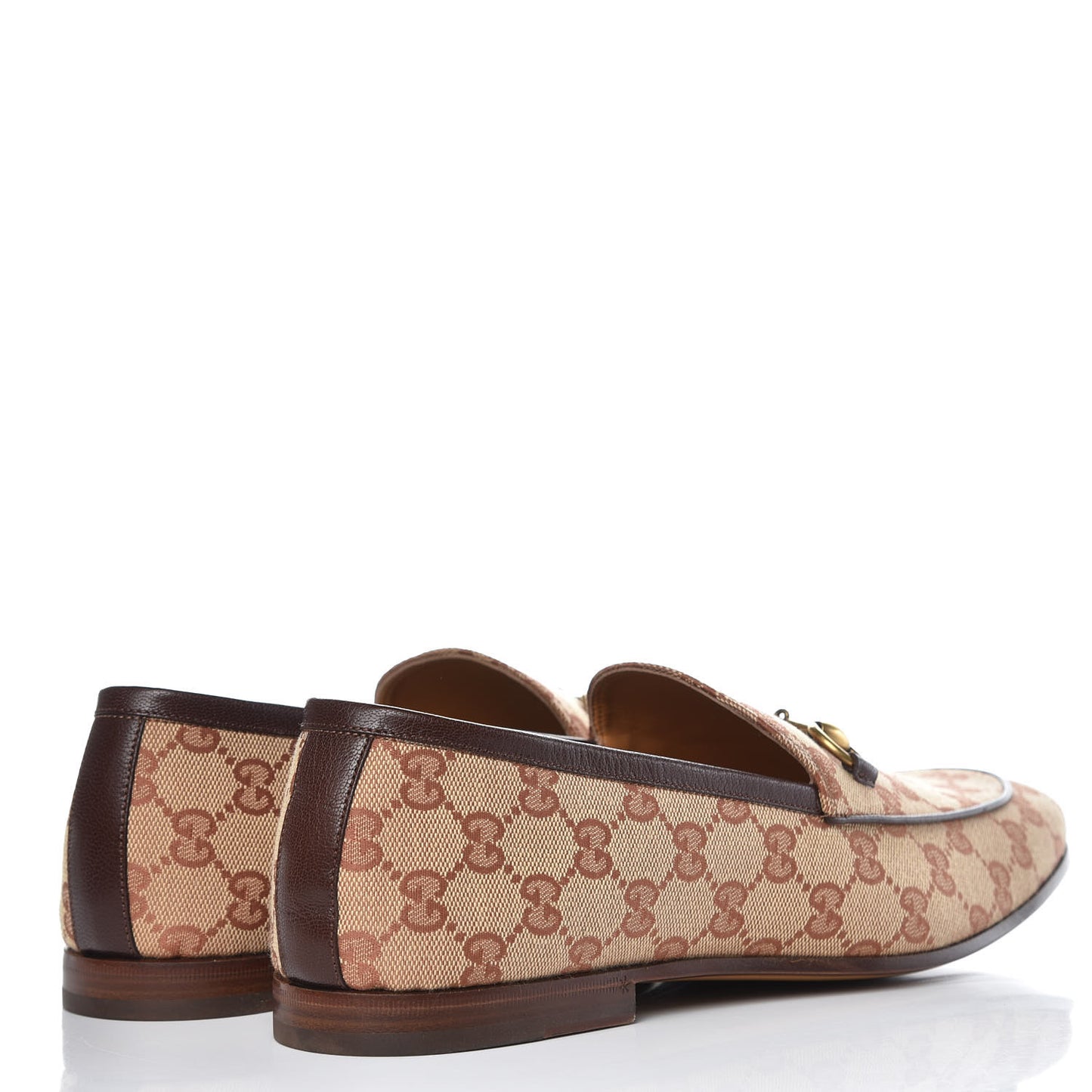 Canvas GG Monogram Horsebit Mens Jordaan Loafers 10 Beige Ruggine Light Brown