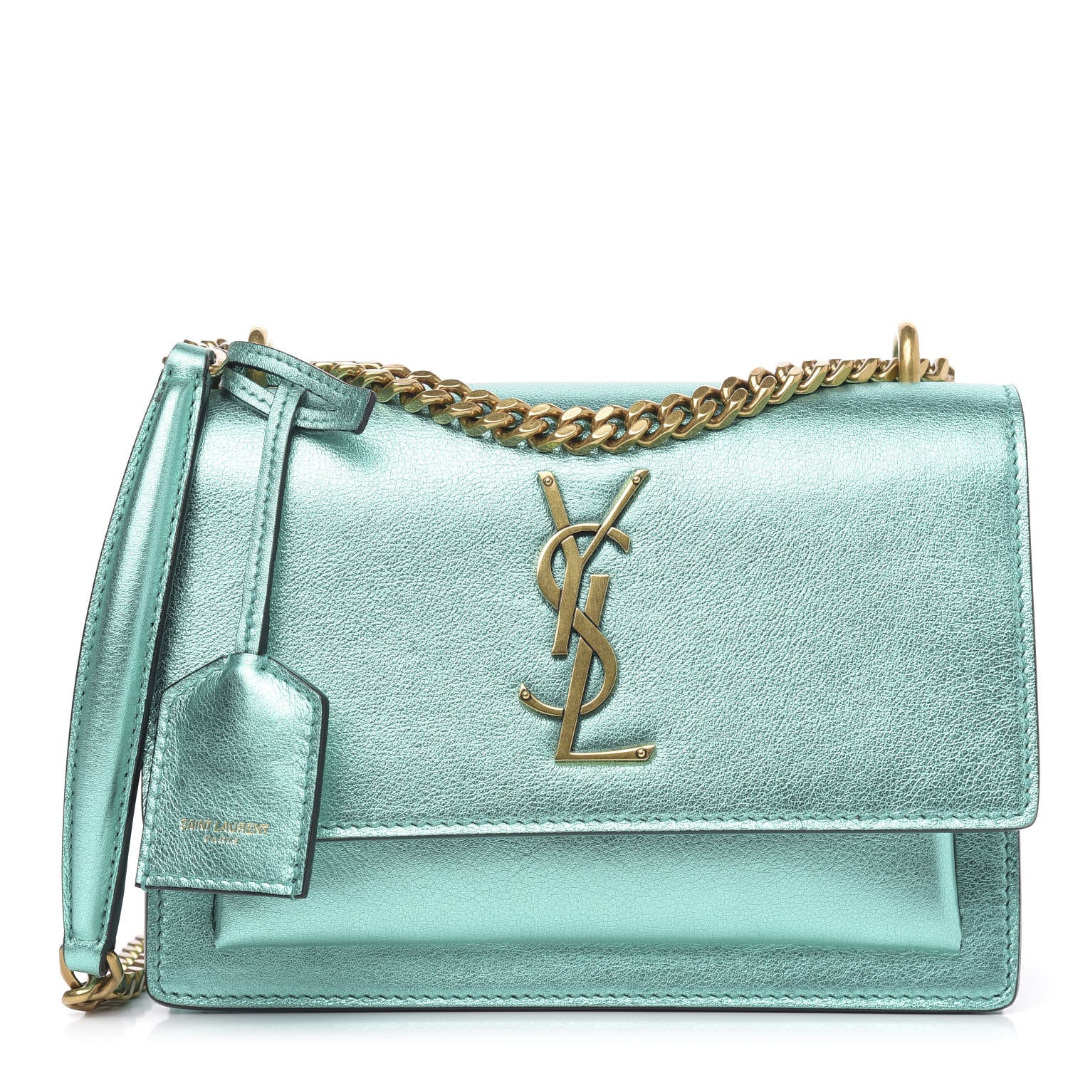 Saint Laurent Metallic Calfskin Small Monogram Sunset Chlorophille 1 of 12