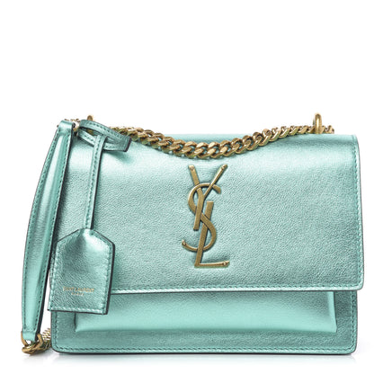 Saint Laurent Metallic Calfskin Small Monogram Sunset Chlorophille 1 of 12
