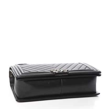 Chanel Calfskin Chevron Quilted New Medium Boy Flap Black 4 of 14