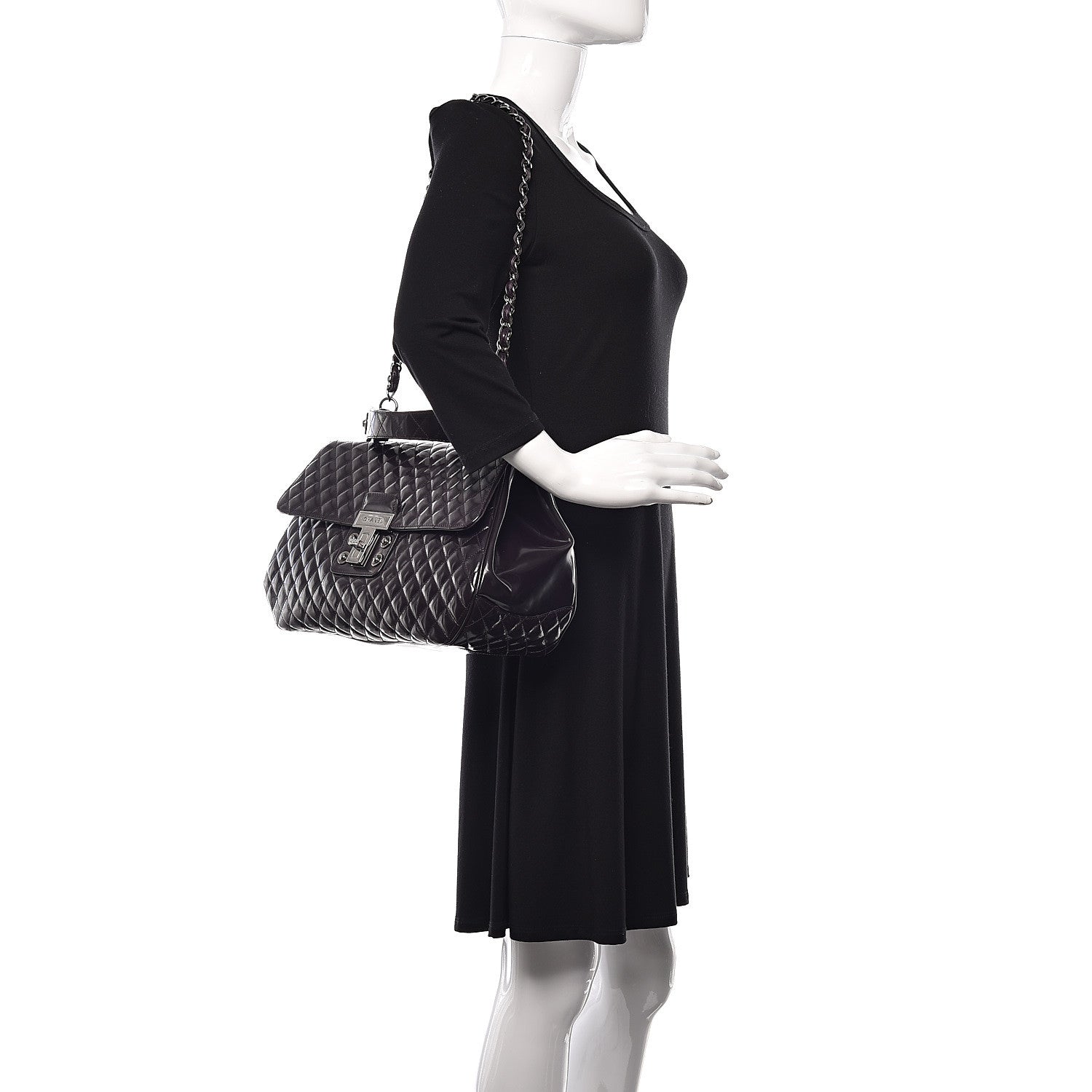Chanel Glazed Calfskin Quilted Mademoiselle Bag Dark Purple 2 of 14