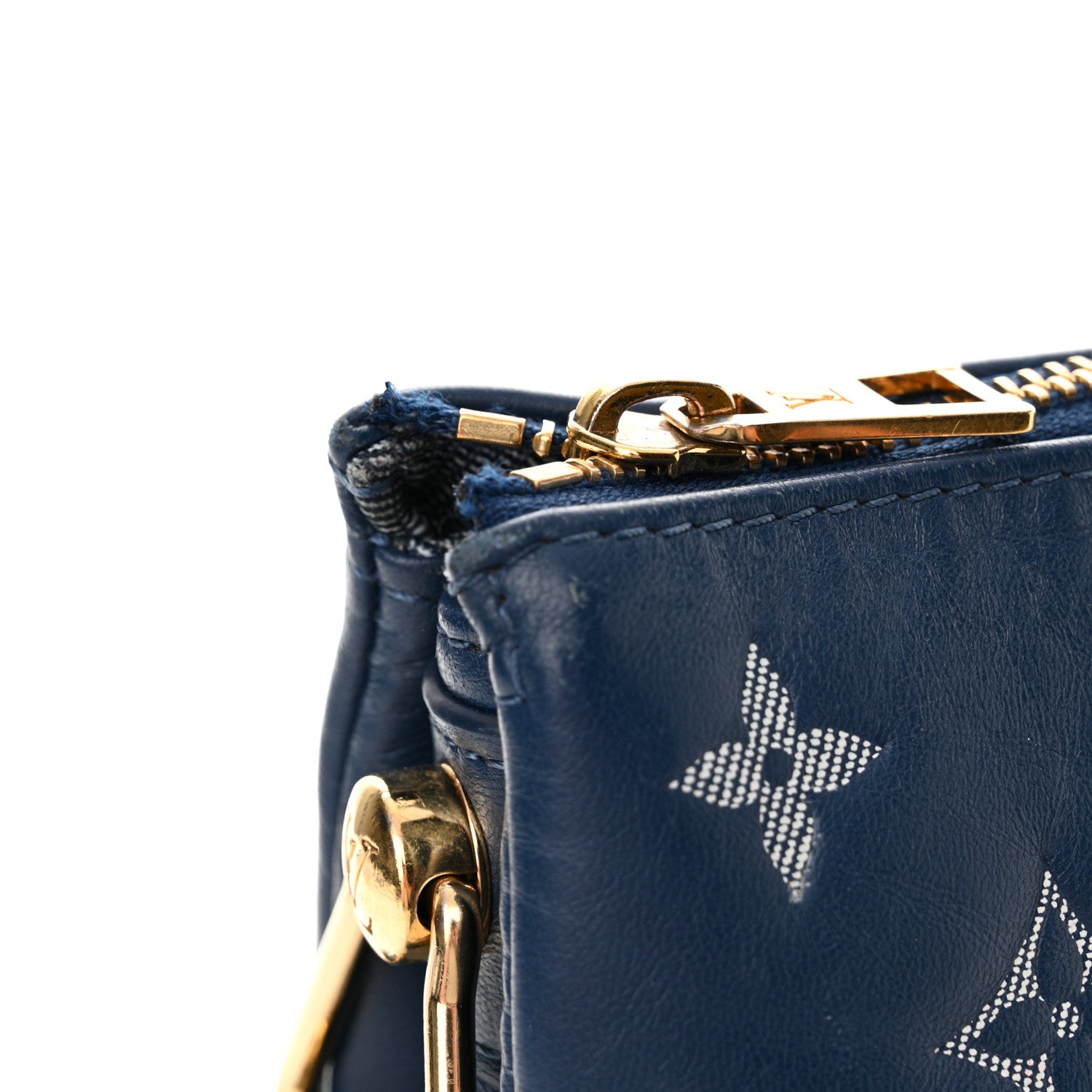 Louis Vuitton Lambskin Embossed Monogram Coussin PM Denim Blue