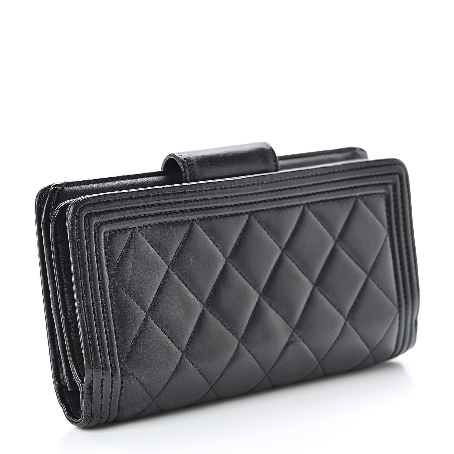 Chanel Lambskin Quilted Boy Zip Pocket Wallet Black 3 of 11