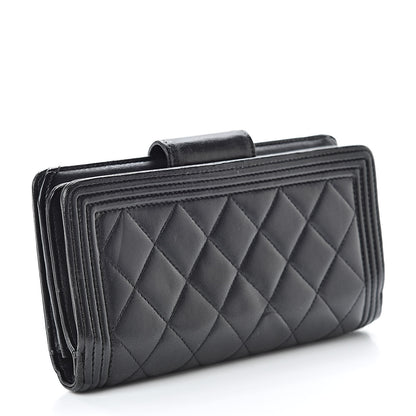 Chanel Lambskin Quilted Boy Zip Pocket Wallet Black 3 of 11