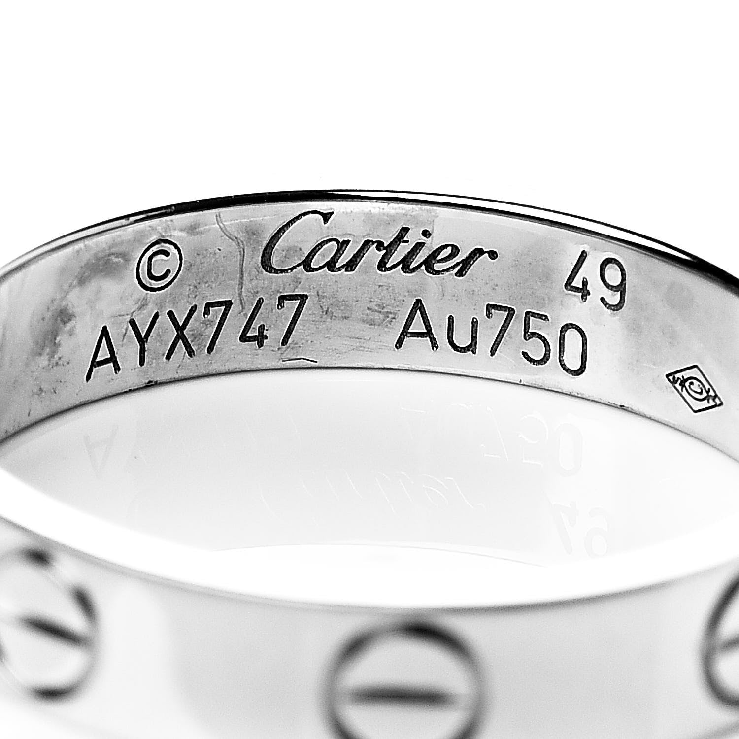 Cartier 18K White Gold 3.5mm LOVE Wedding Band Ring 49 5 4 of 4