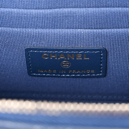 Chanel Lambskin Quilted Small Top Handle Vanity Case With Chain Dark Blue 6 of 11