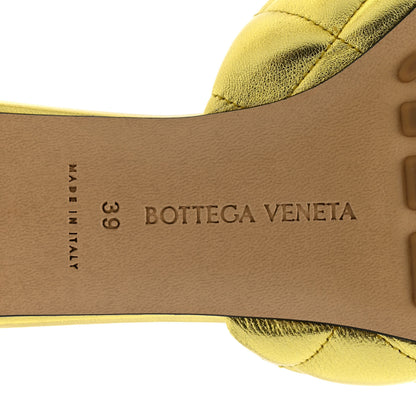 Bottega Veneta Metallic Nappa Reflection Matelasse Padded Kitten Heel Mule Sandals 39 Gold 7 of 13