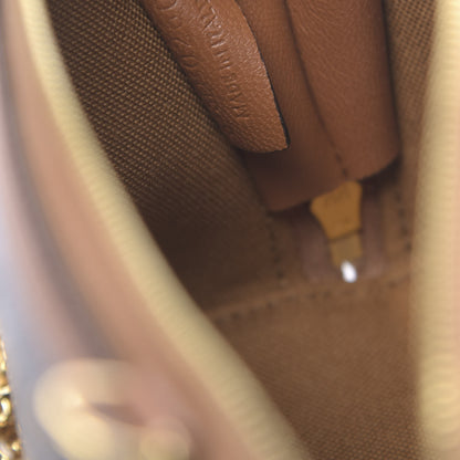 Celine Lambskin Triomphe Canvas Embroidered Logo Clutch With Chain Tan 7 of 10