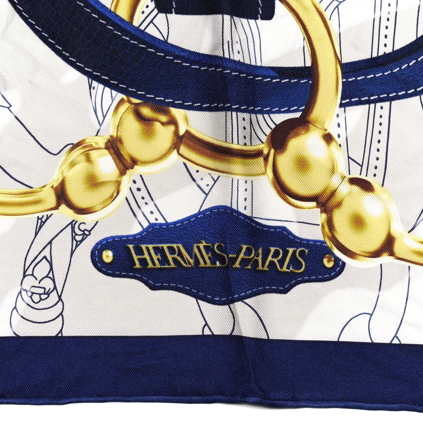 Silk Cavalcadour Voltigeur Scarf 90 Bleu Roy Creme Cobalt