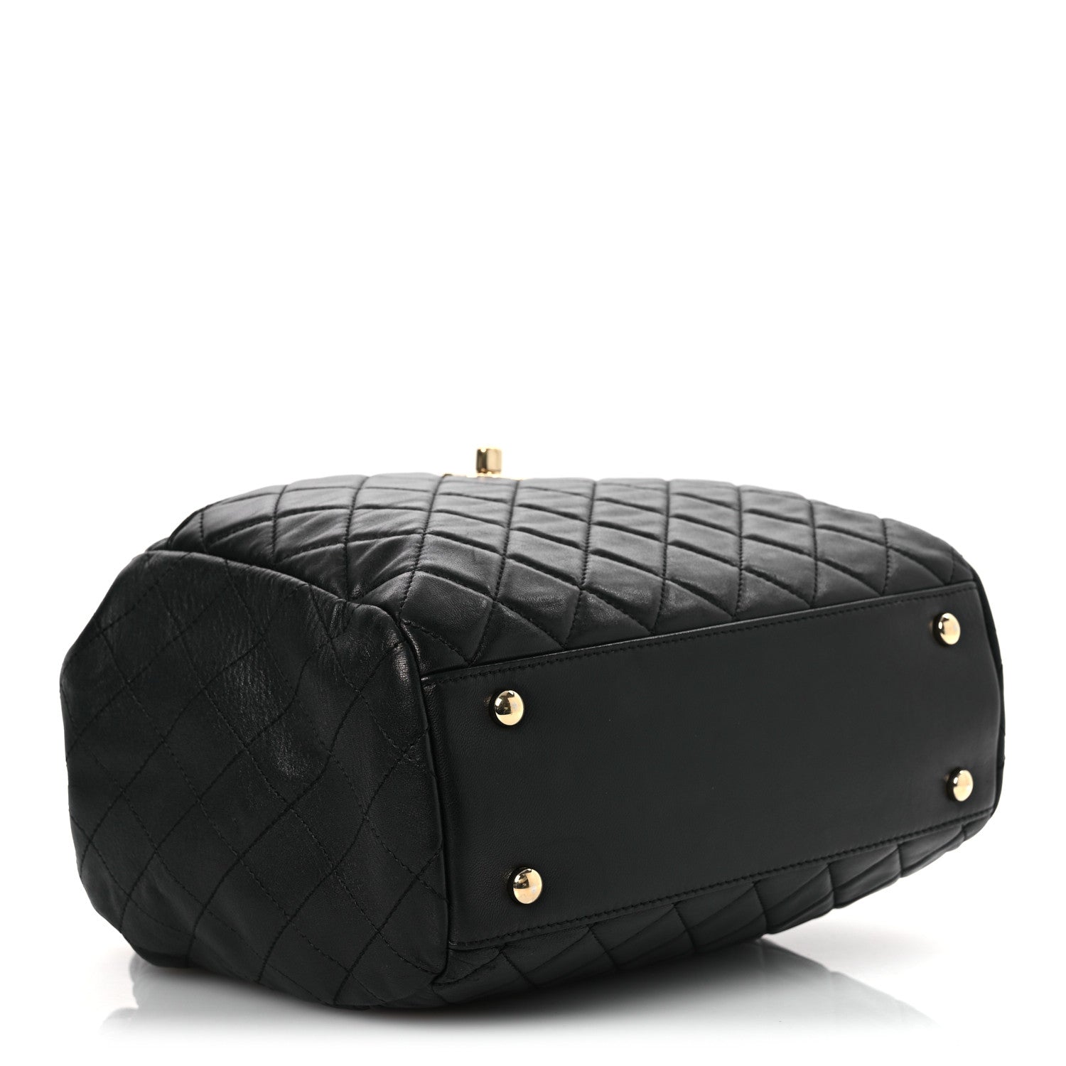 Chanel Lambskin Quilted Drawstring Bag Black 4 of 10