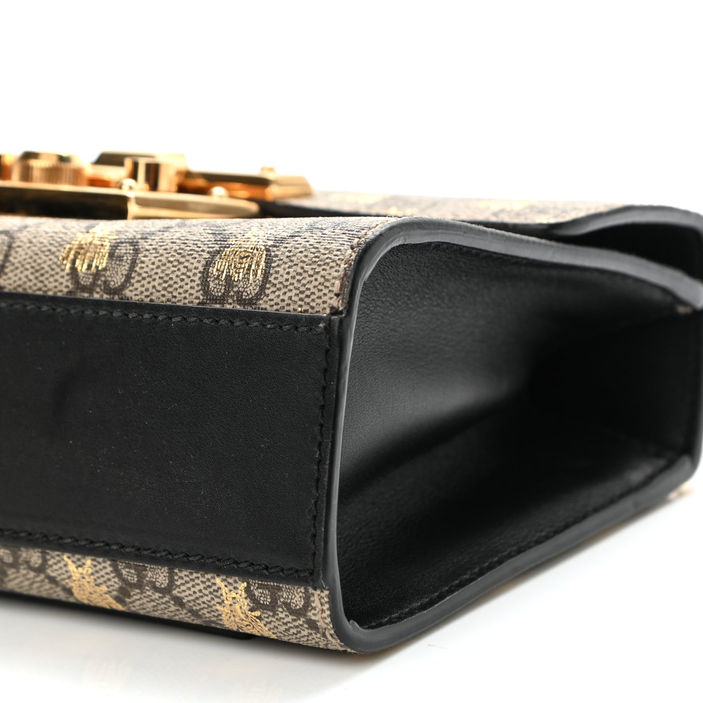 GG Supreme Monogram Bees Small Padlock Shoulder Bag Black