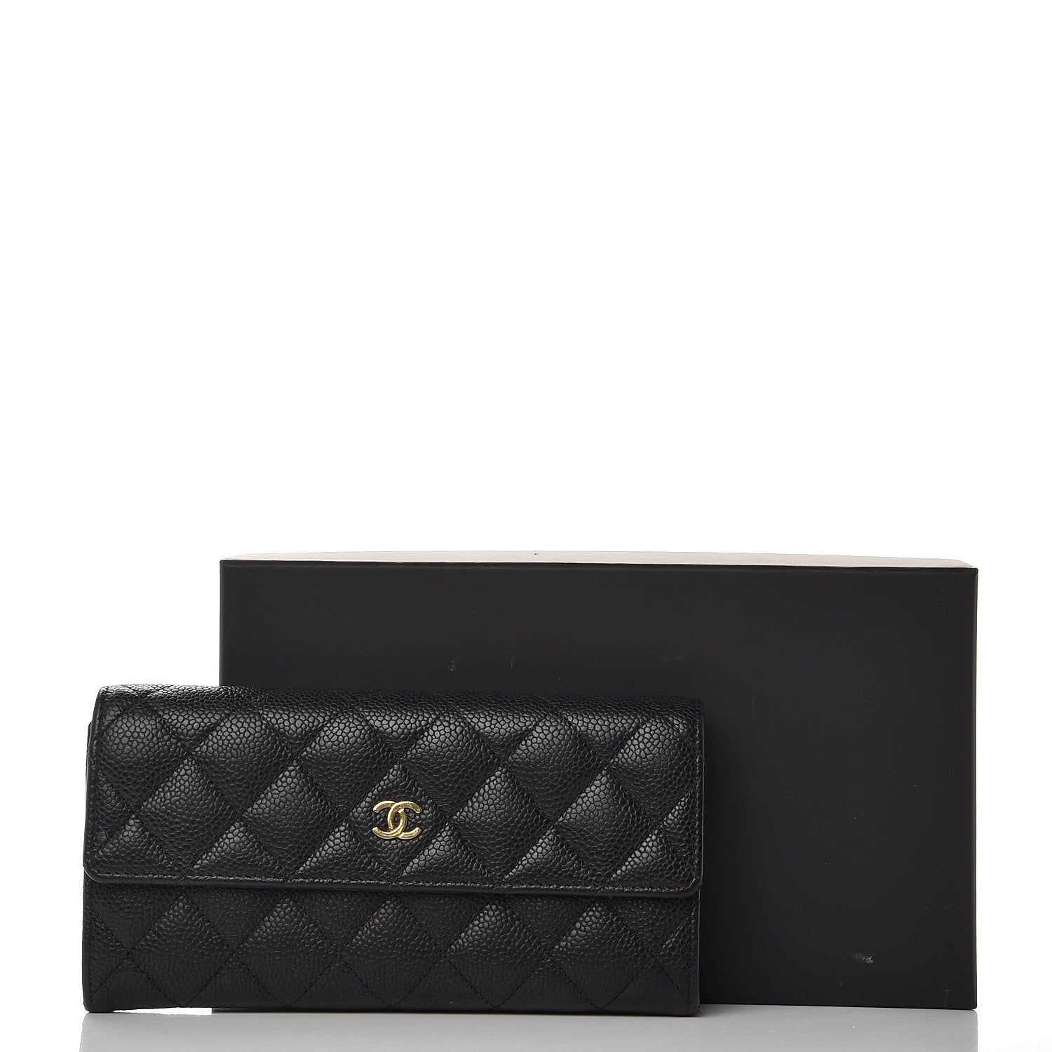 Chanel Caviar Quilted Large Gusset Flap Wallet Black 14 of 14