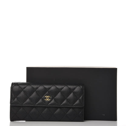 Chanel Caviar Quilted Large Gusset Flap Wallet Black 14 of 14