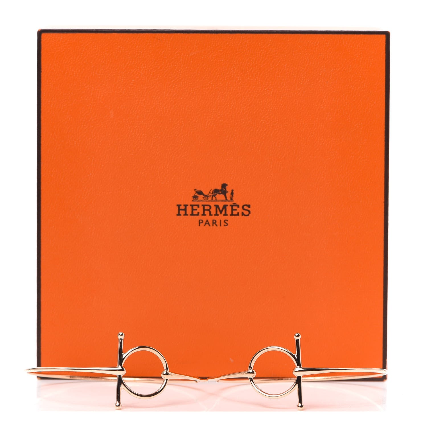Hermes 18K Rose Gold Filet D'Or Hoop Earrings 4 of 4