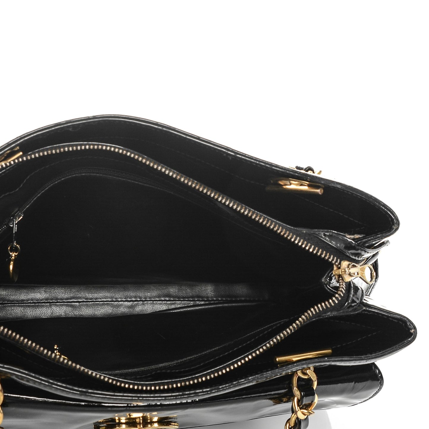 Patent Flap Shoulder Bag Black