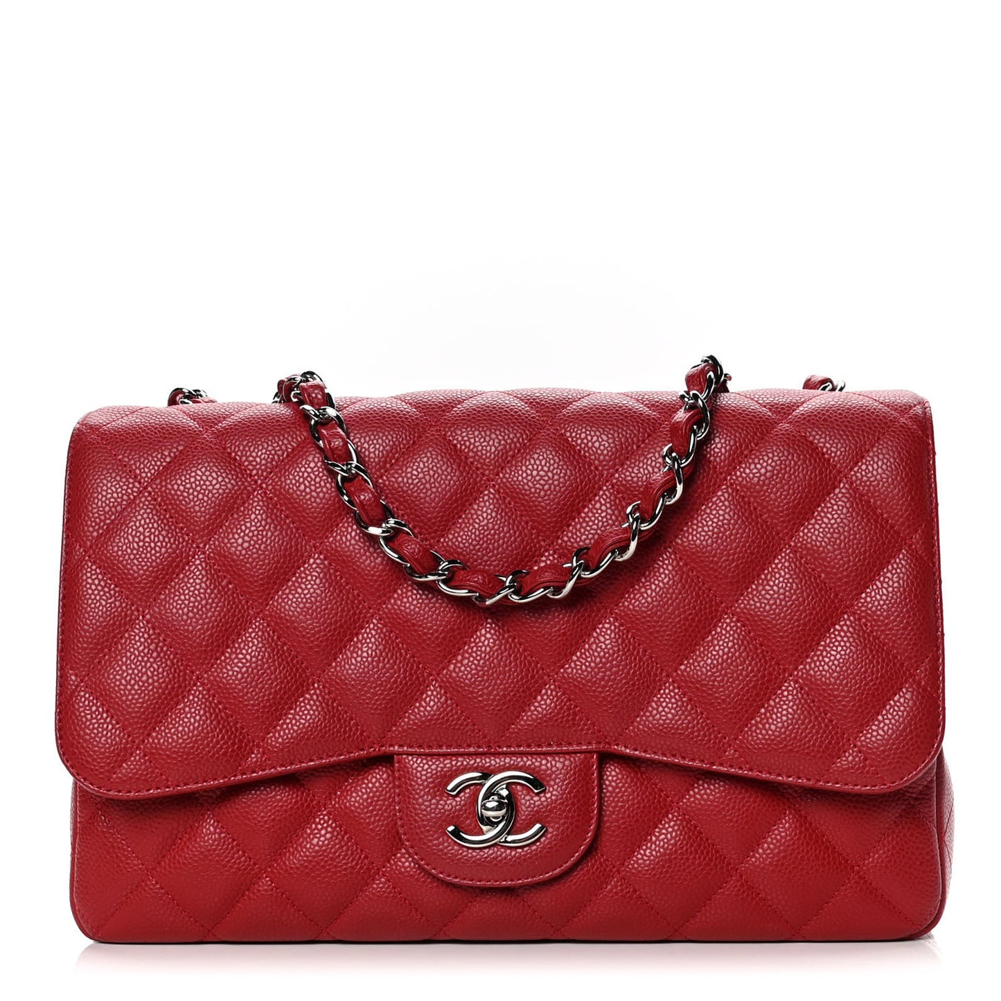 Caviar Quilted Jumbo Single Flap Red