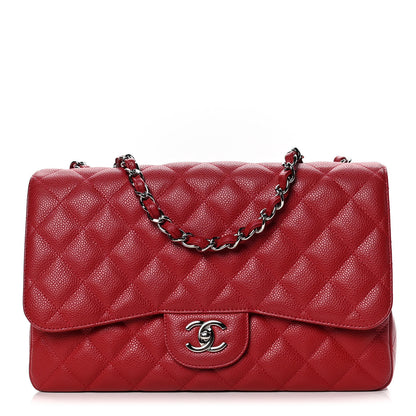 Chanel Caviar Quilted Jumbo Single Flap Red 1 of 9