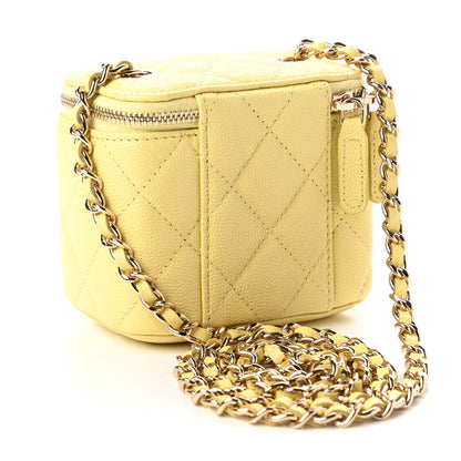 Chanel Caviar Quilted Mini Vanity Case With Chain Yellow 3 of 10