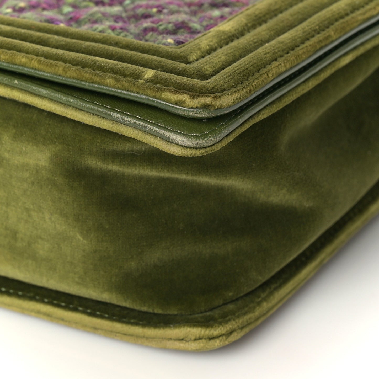 Velvet Tweed Large Boy Flap Green