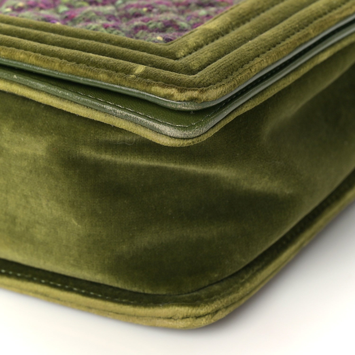 Chanel Velvet Tweed Large Boy Flap Green 9 of 12
