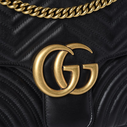 Gucci Calfskin Matelasse Medium GG Marmont Shoulder Bag Black 5 of 8