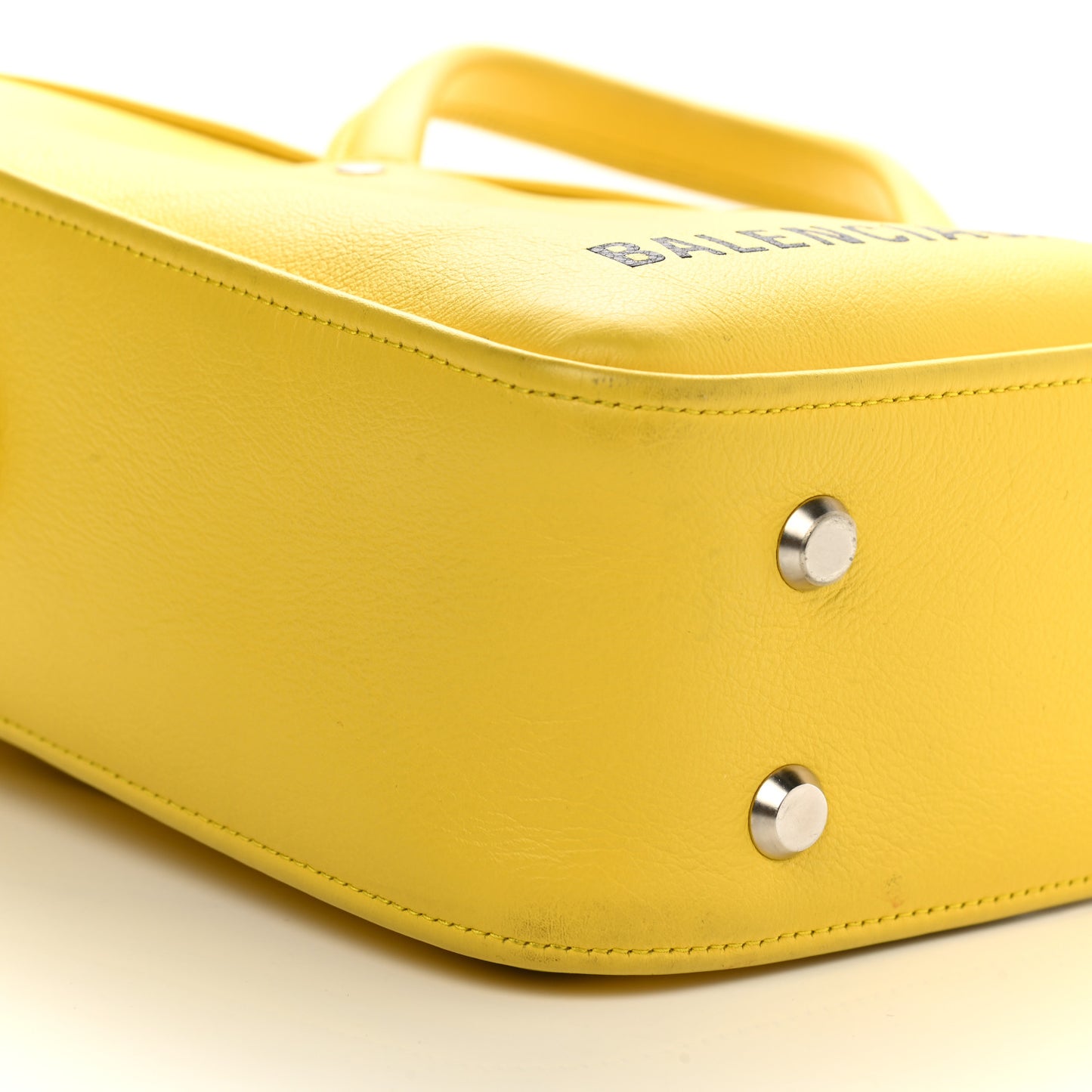 Shiny Day Calfskin Logo S Triangle Duffle Jaune Black