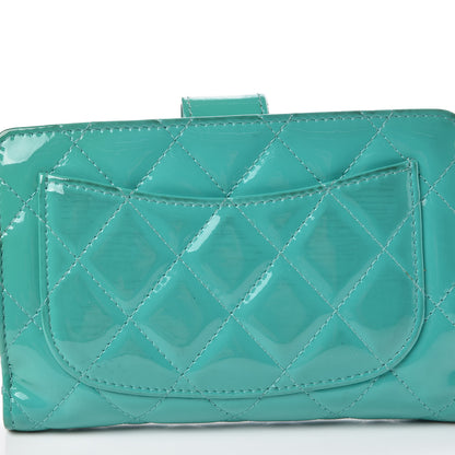 Chanel Patent Quilted Zip Pocket Wallet Turquoise 23 of 28