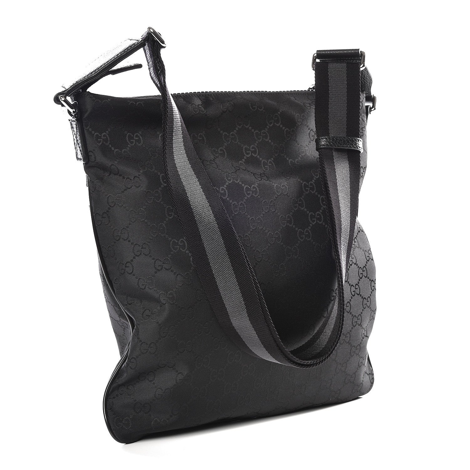 Gucci Nylon Monogram Medium Flat Messenger Bag Black 2 of 10