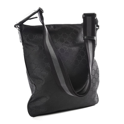 Gucci Nylon Monogram Medium Flat Messenger Bag Black 2 of 10