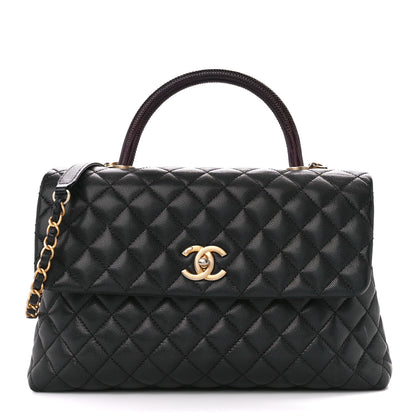 Chanel Caviar Lizard Quilted Medium Coco Handle Flap Black 1 of 12