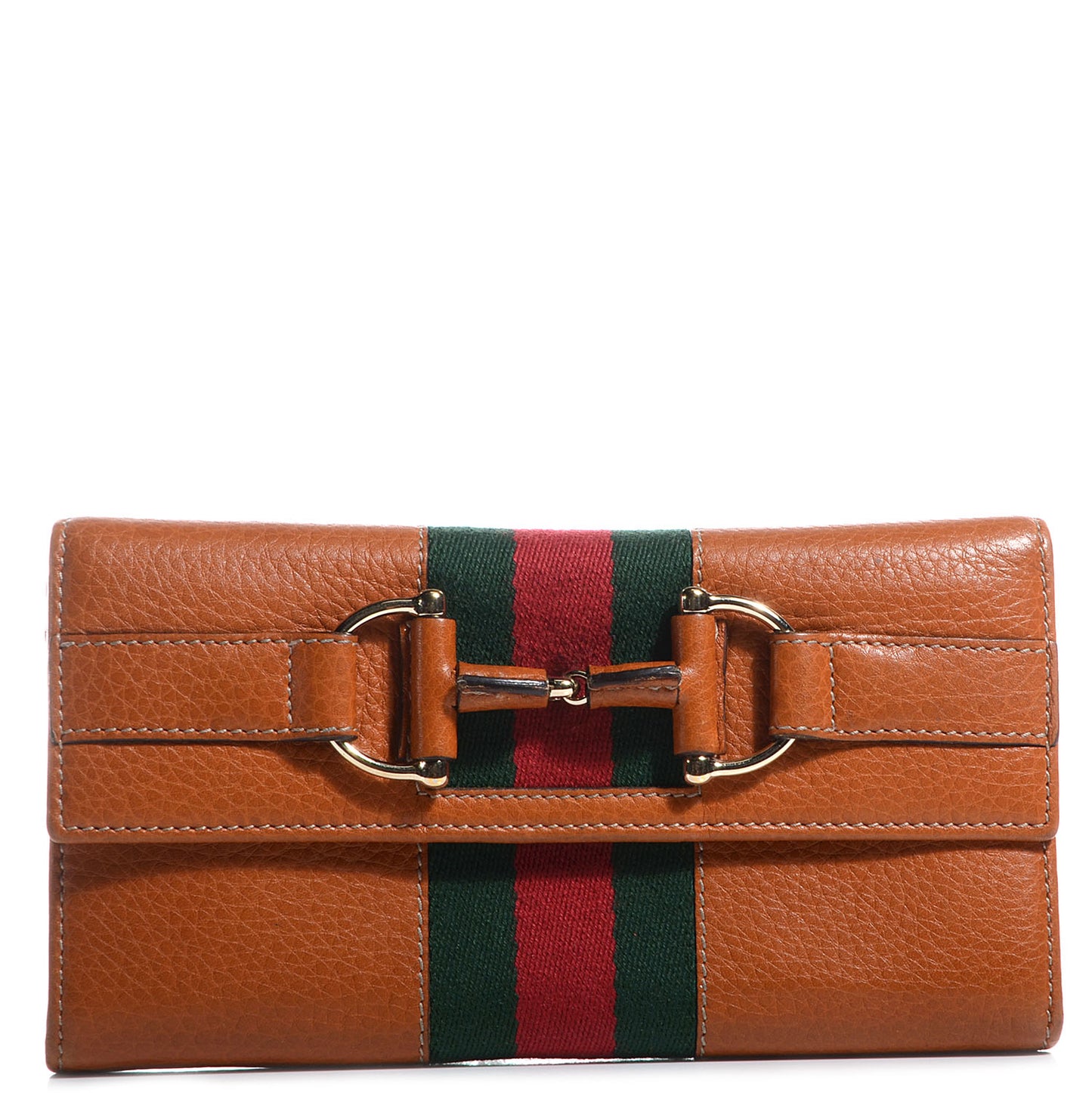 Leather Web Horsebit Continental Wallet Light Tobacco
