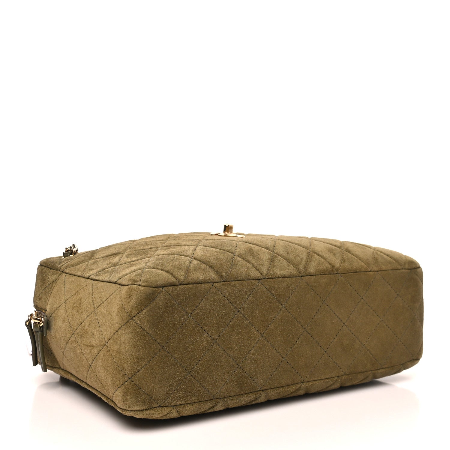 Chanel Suede Calfskin Quilted Camerissimo Camera Case Dark Khaki 3 of 10
