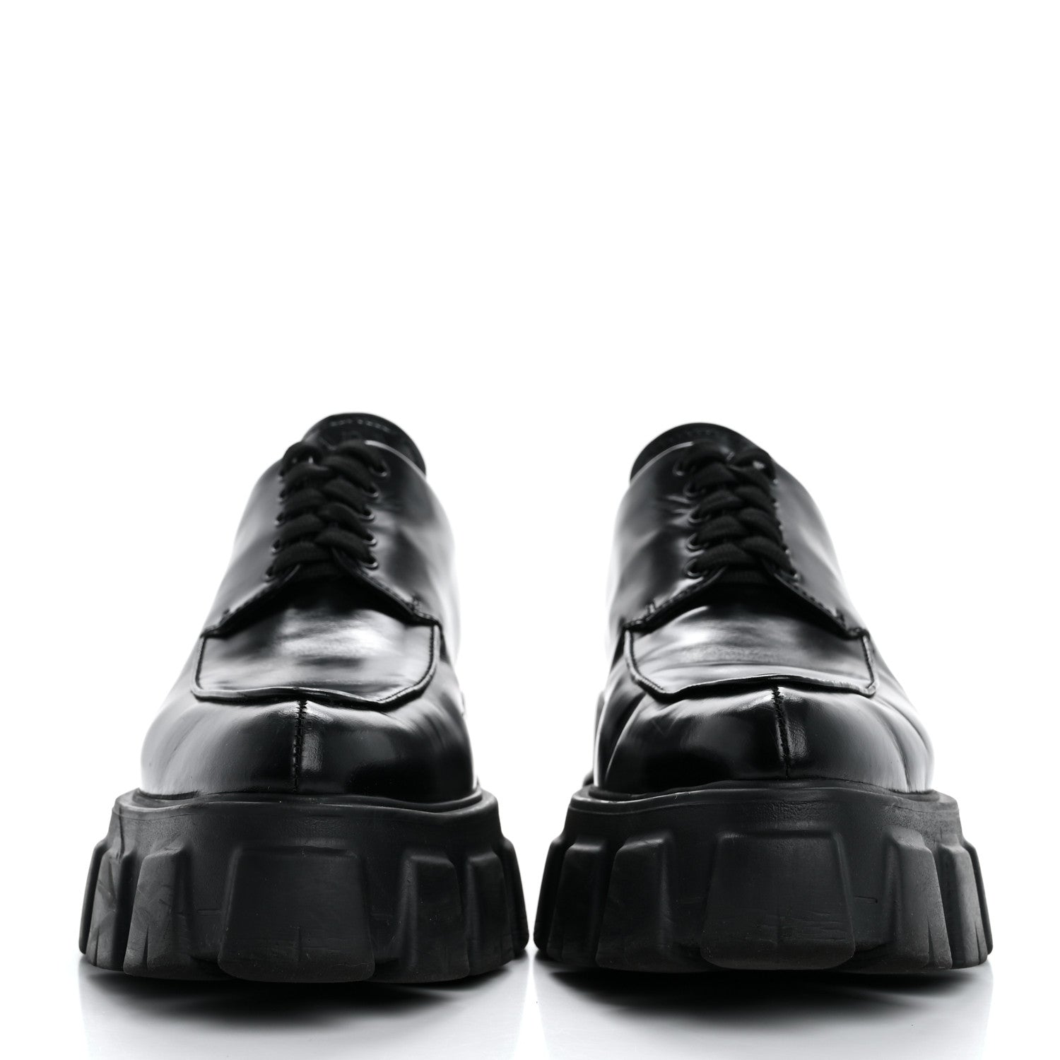 Prada Spazzolato Rois Monolith 55mm Derby Loafers 37.5 Black 3 of 13