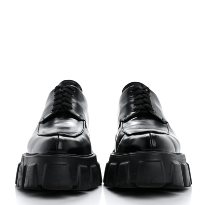 Prada Spazzolato Rois Monolith 55mm Derby Loafers 37.5 Black 3 of 13