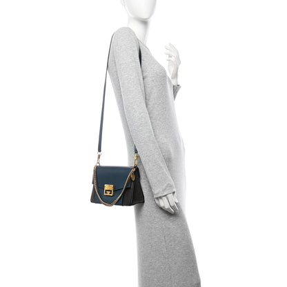Givenchy Goatskin Suede Small GV3 Shoulder Bag Blue Black 2 of 9