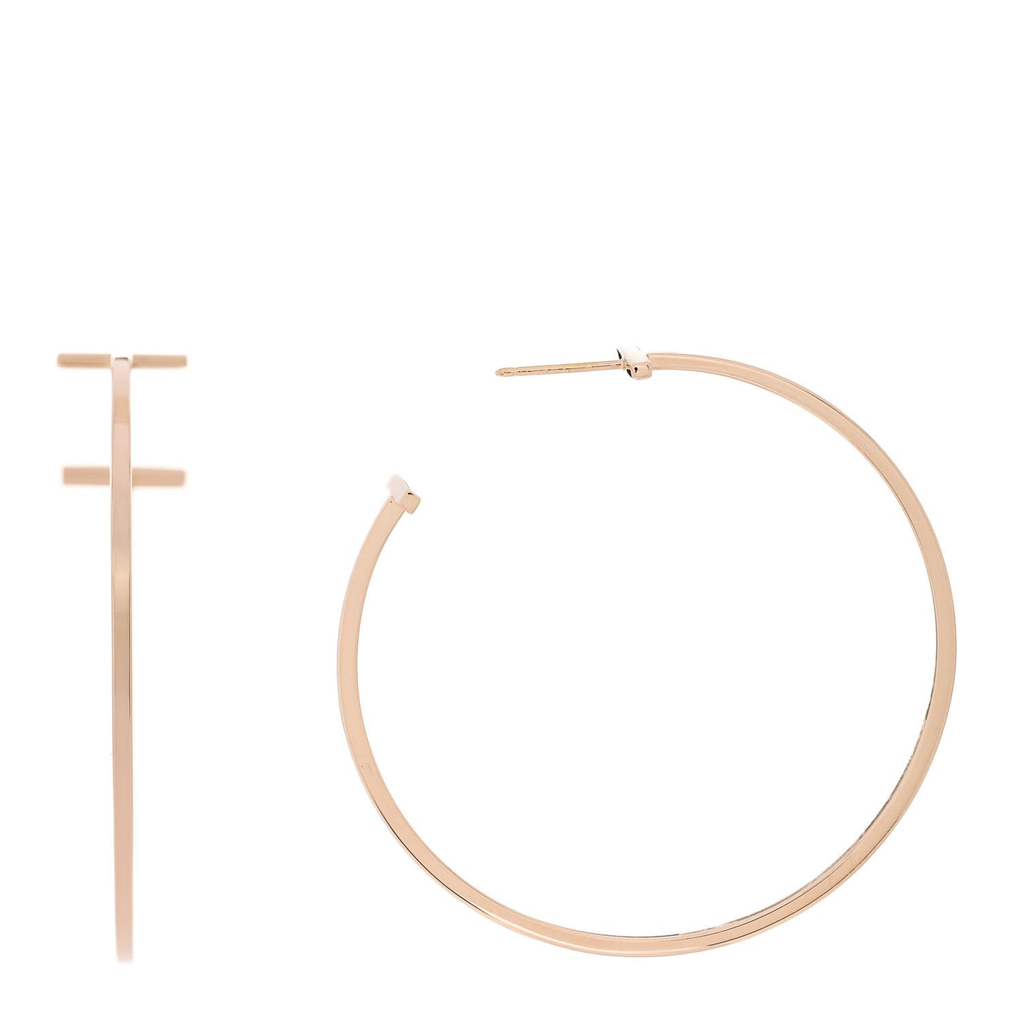 18K Rose Gold Extra Large T Wire Hoop Earrings