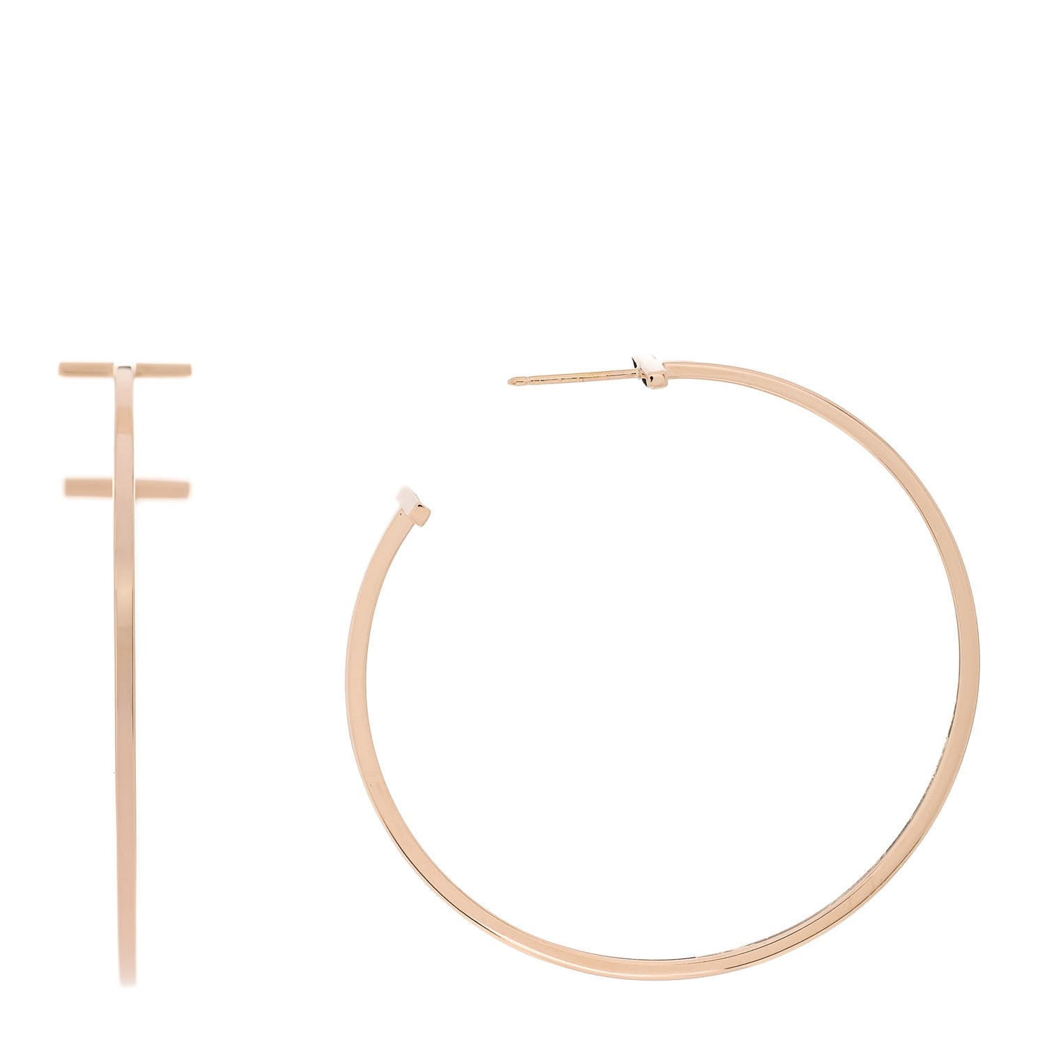 Tiffany 18K Rose Gold Extra Large T Wire Hoop Earrings 1 of 4