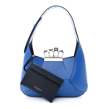 Alexander McQueen Smooth Calfskin Jeweled Hobo Bag Blue 1 of 12