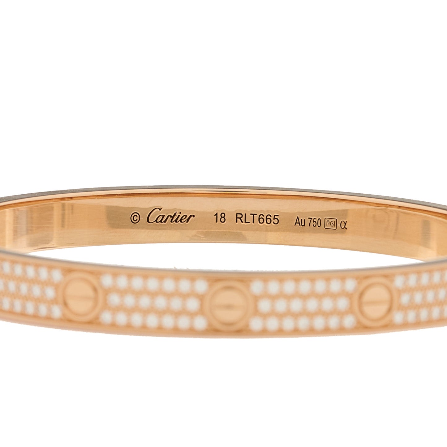 18K Pink Gold Diamond LOVE Paved Bracelet 18