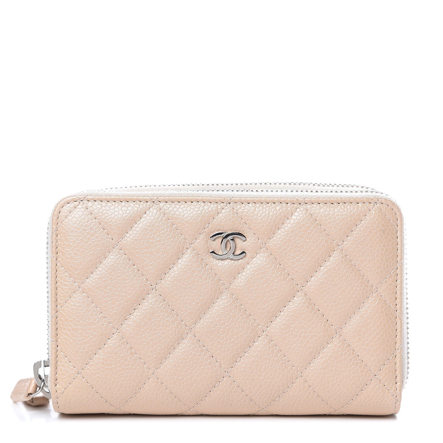Chanel Caviar Quilted Large Gusset Double Zip Around Wallet Beige 1 of 11