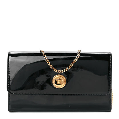 Versace Patent Medusa Clutch With Chain Black 1 of 10