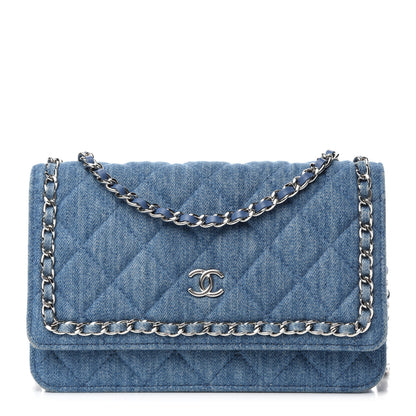 Chanel Denim Quilted Chain Around Wallet on Chain WOC Blue 1 of 11