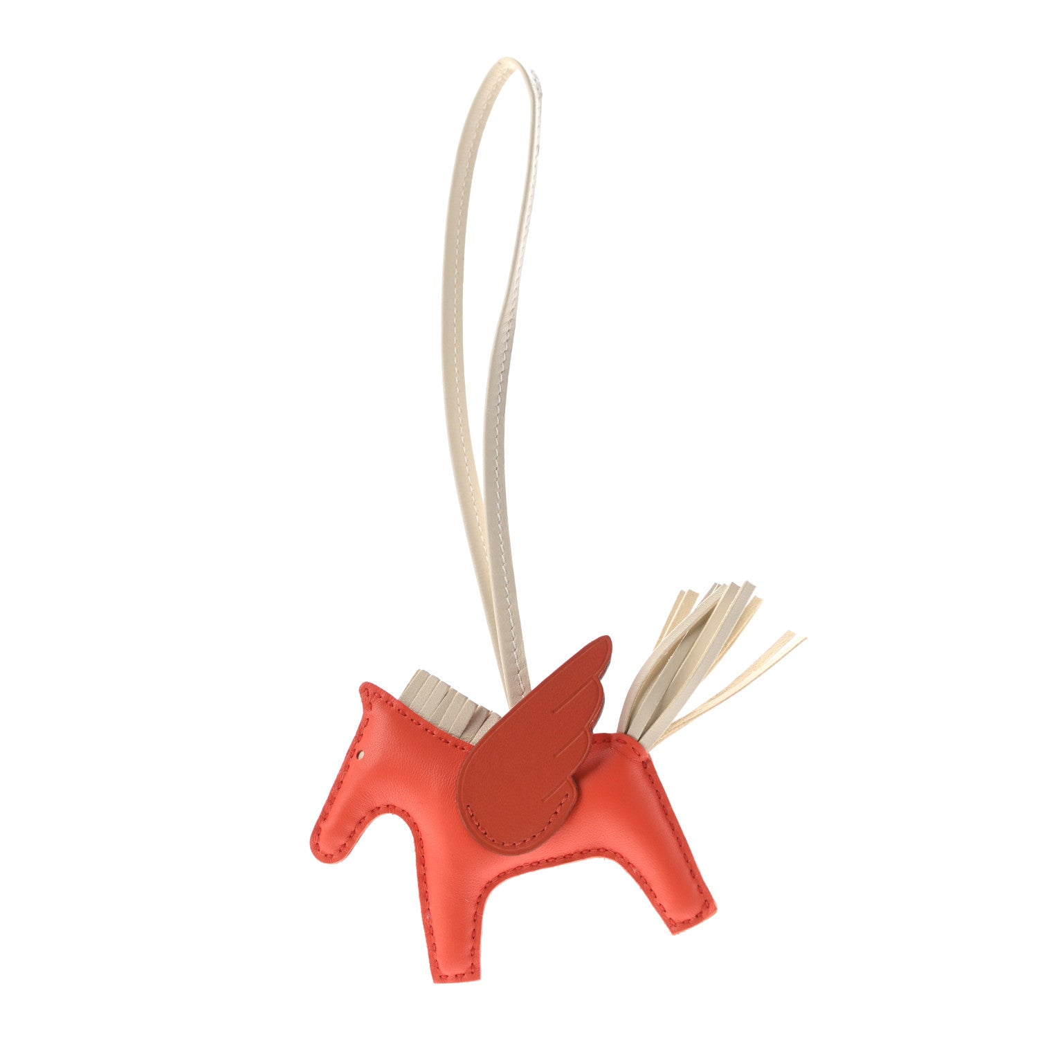 Hermes Milo Lambskin Grigri Rodeo Pegase Horse Bag Charm PM Orange Poppy Craie Terre Battue 1 of 4