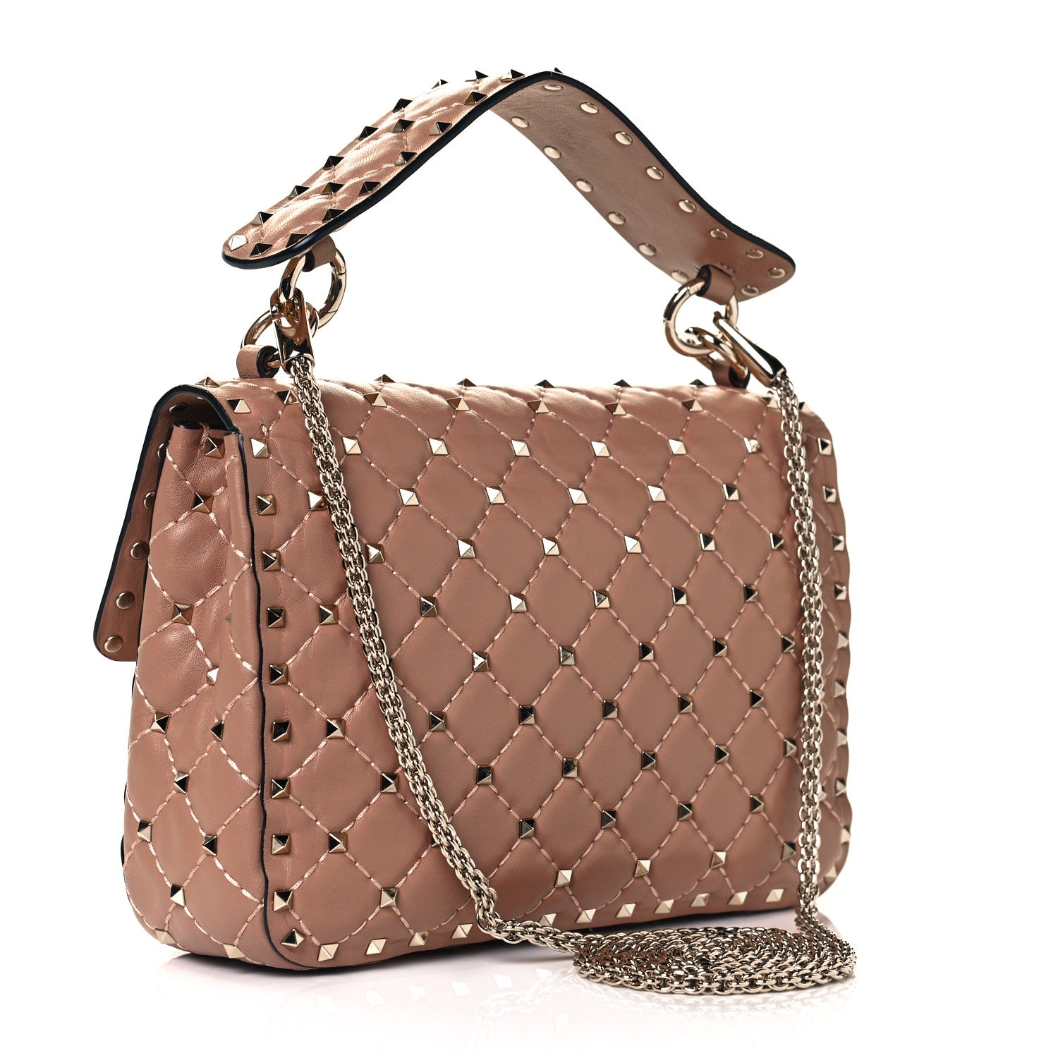 Valentino Garavani Nappa Medium Rockstud Spike Shoulder Bag Soft Noisette 3 of 11