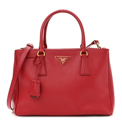 Prada Saffiano Small Galleria Double Zip Tote Fuoco 1 of 12