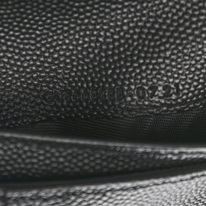 Saint Laurent Grain De Poudre Matelasse Chevron Monogram Compact Zip Around Wallet Black 9 of 10