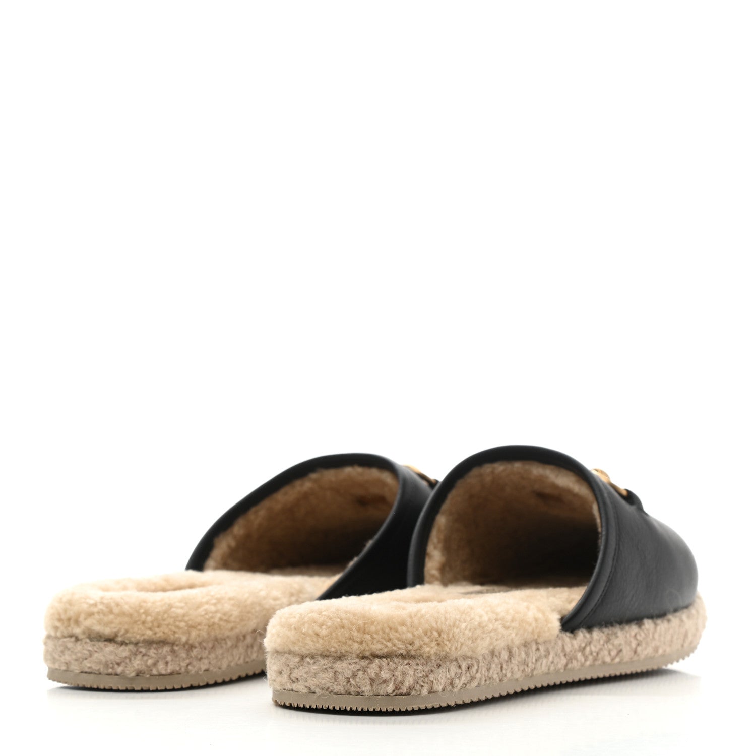 Gucci Nappa Wool Womens Fria Slippers 38.5 Black Butterscotch 4 of 9